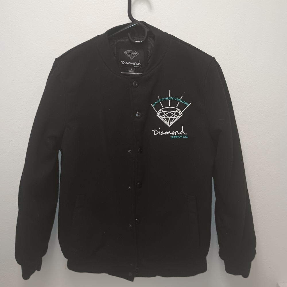 Diamond Supply Co. Black Bomber with Teal & White Logo